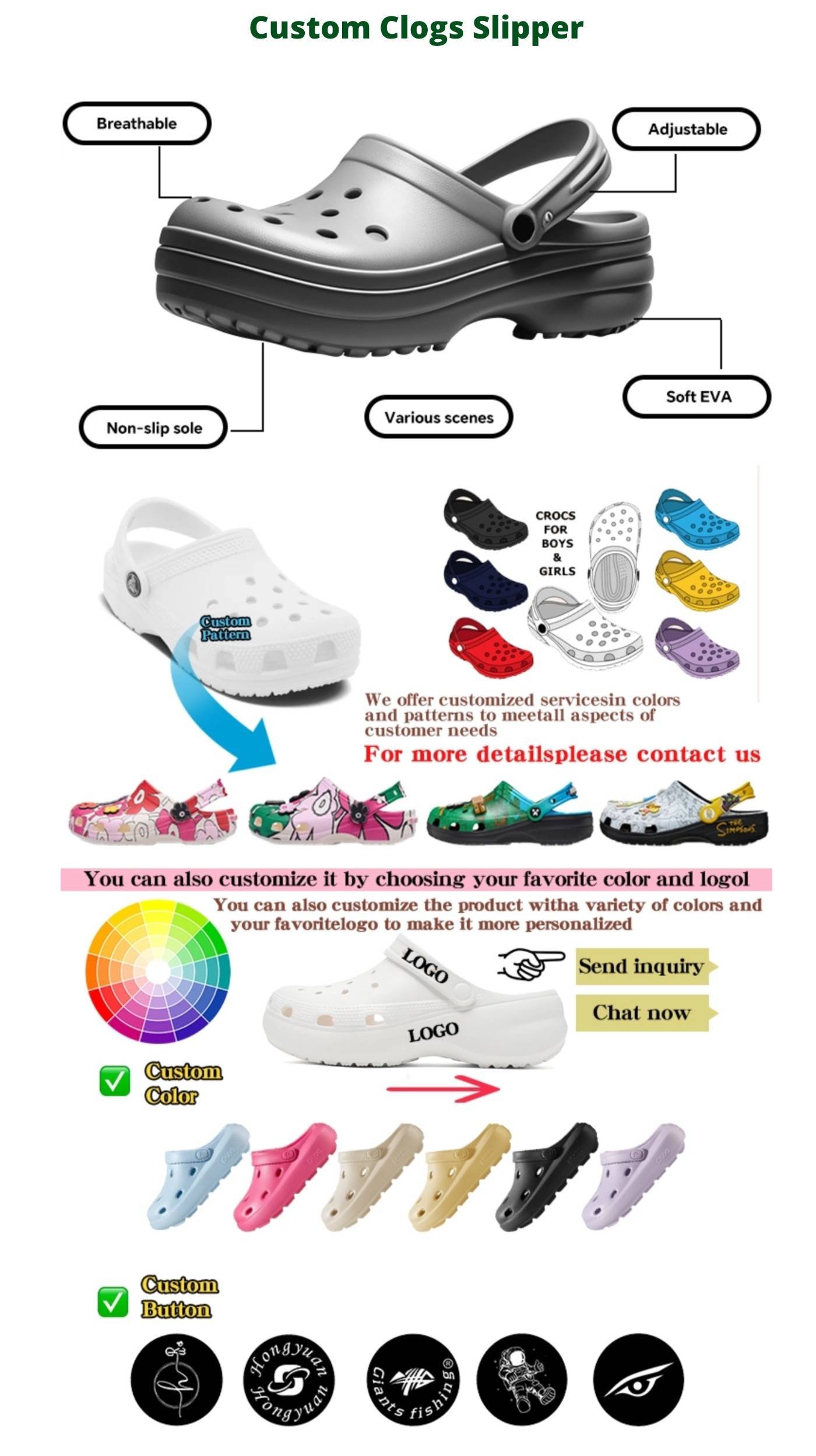 custom clogs Product Description 